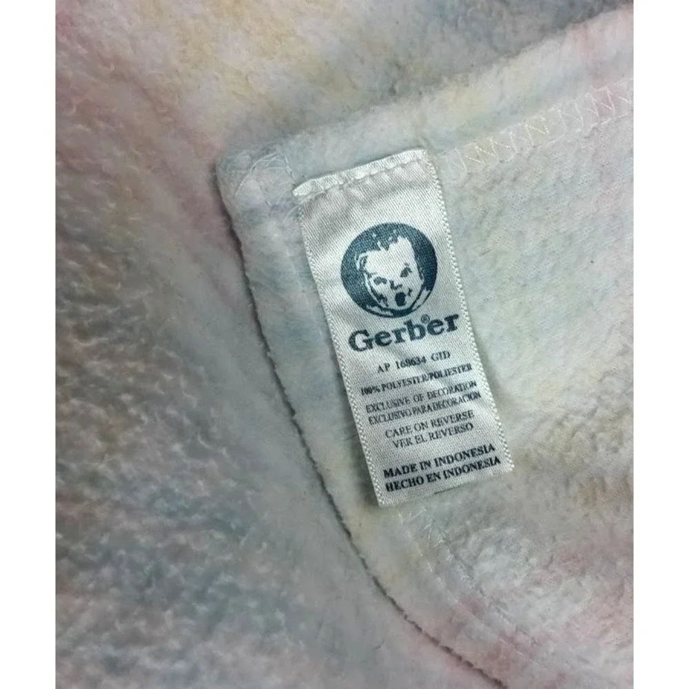 Gerber White Baby Blanket Pink Yellow Blue Lines 30x40 Soft Unisex Lovey